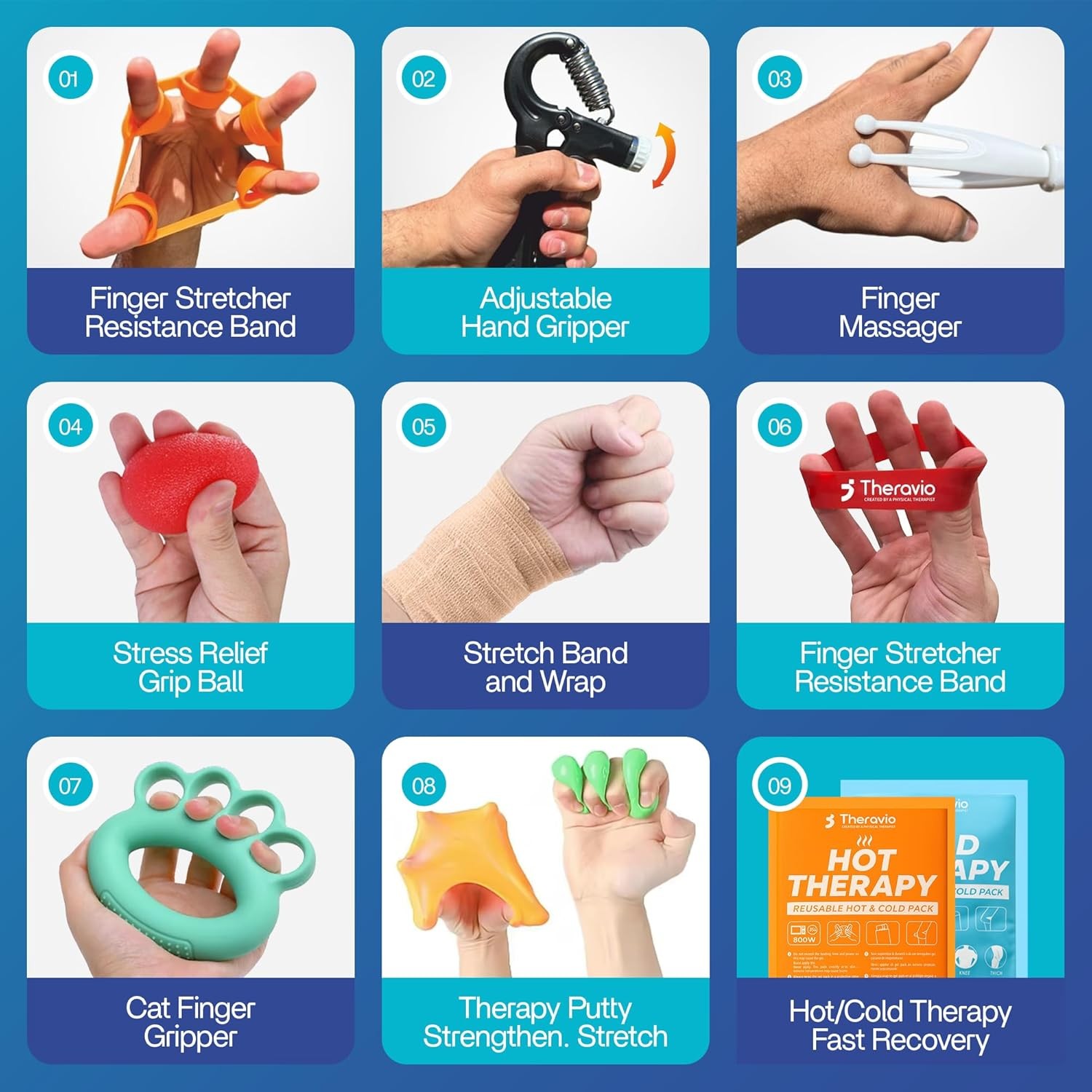 Hand Therapy Equipment for Rehabilitation and Recovery – Hand Therapy Kit with G
