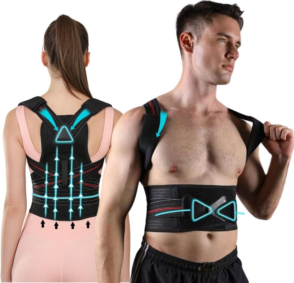 CALVINER Posture Corrector for Women and men Adjustable Back Brace Large