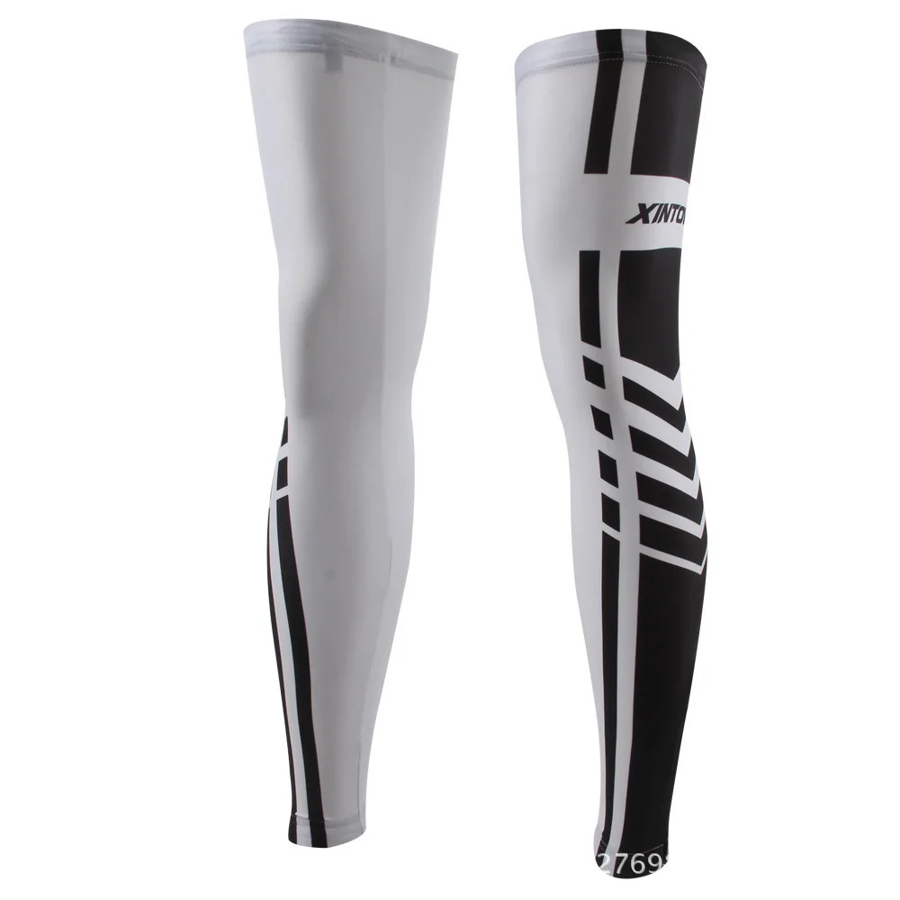 Black-White Women Men Bike Bicycle Cycling Leg Warmers Running Sleeve Su
