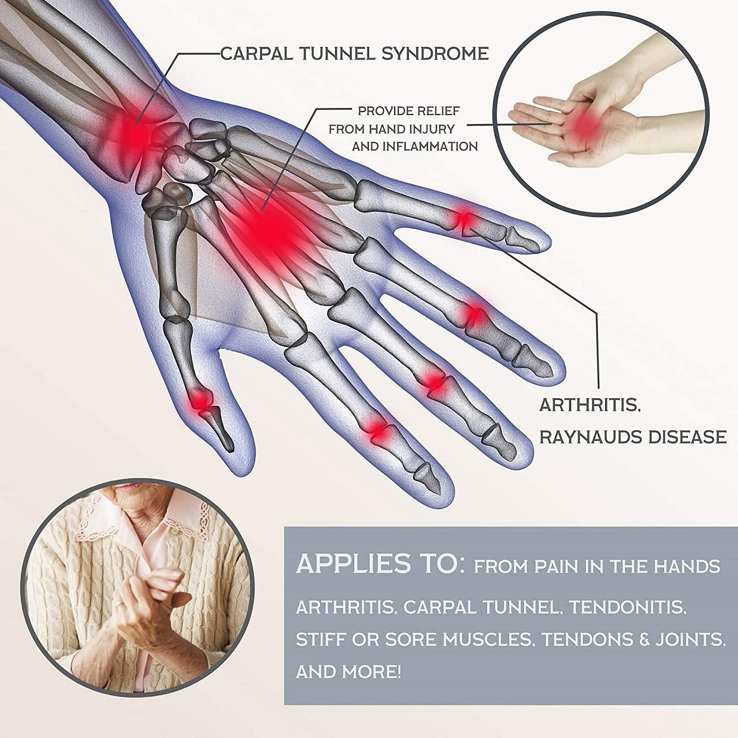 Copper Arthritis Compression Infused Gloves Hand Joint Carpal Tunnel Support USA