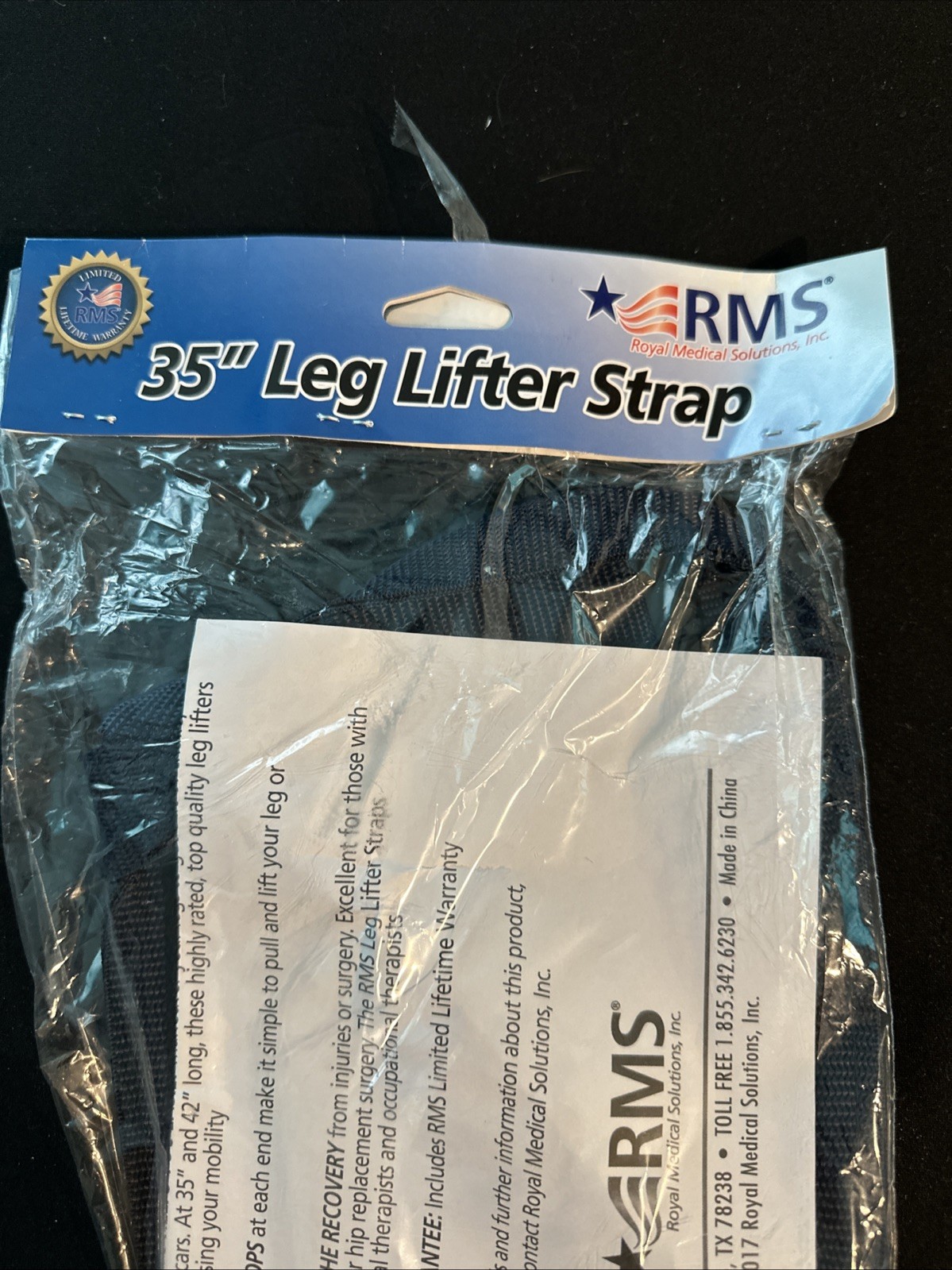 35” RMS Leg Lifter Strap Durable & Rigid Hand Strap & Foot Loop