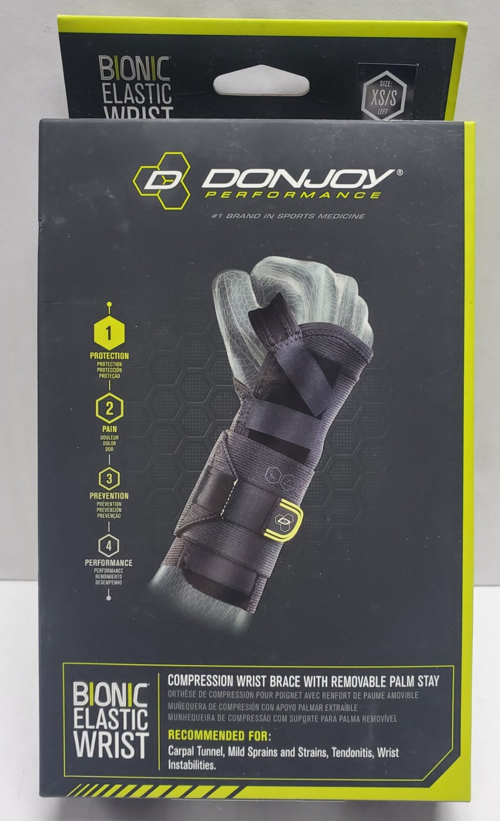 DonJoy Performance Bionic Elastic Wrist Compression Brace Left XS/S