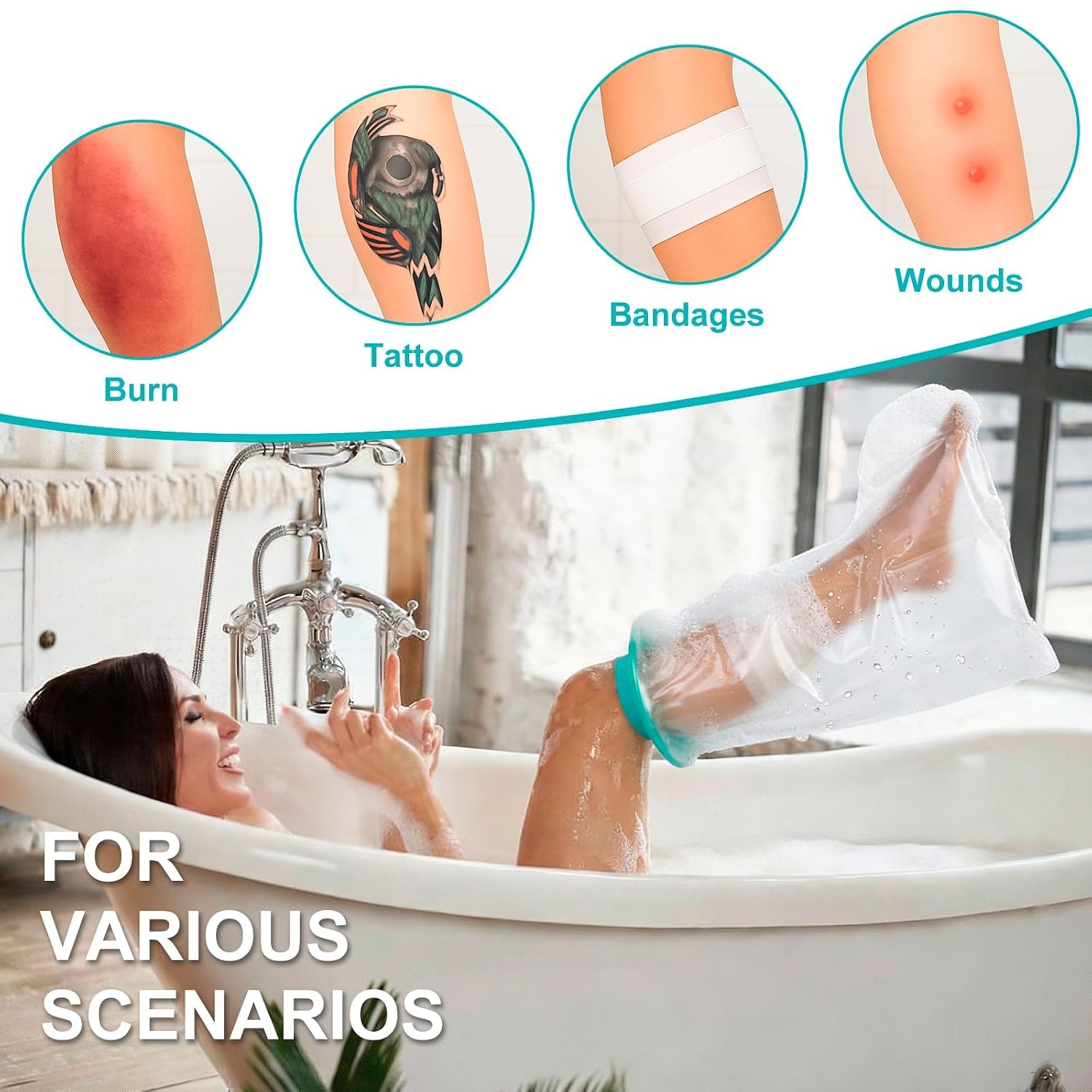 Waterproof Leg Cast Cover for Showering, Reusable Leg Cast Shower Sleeve