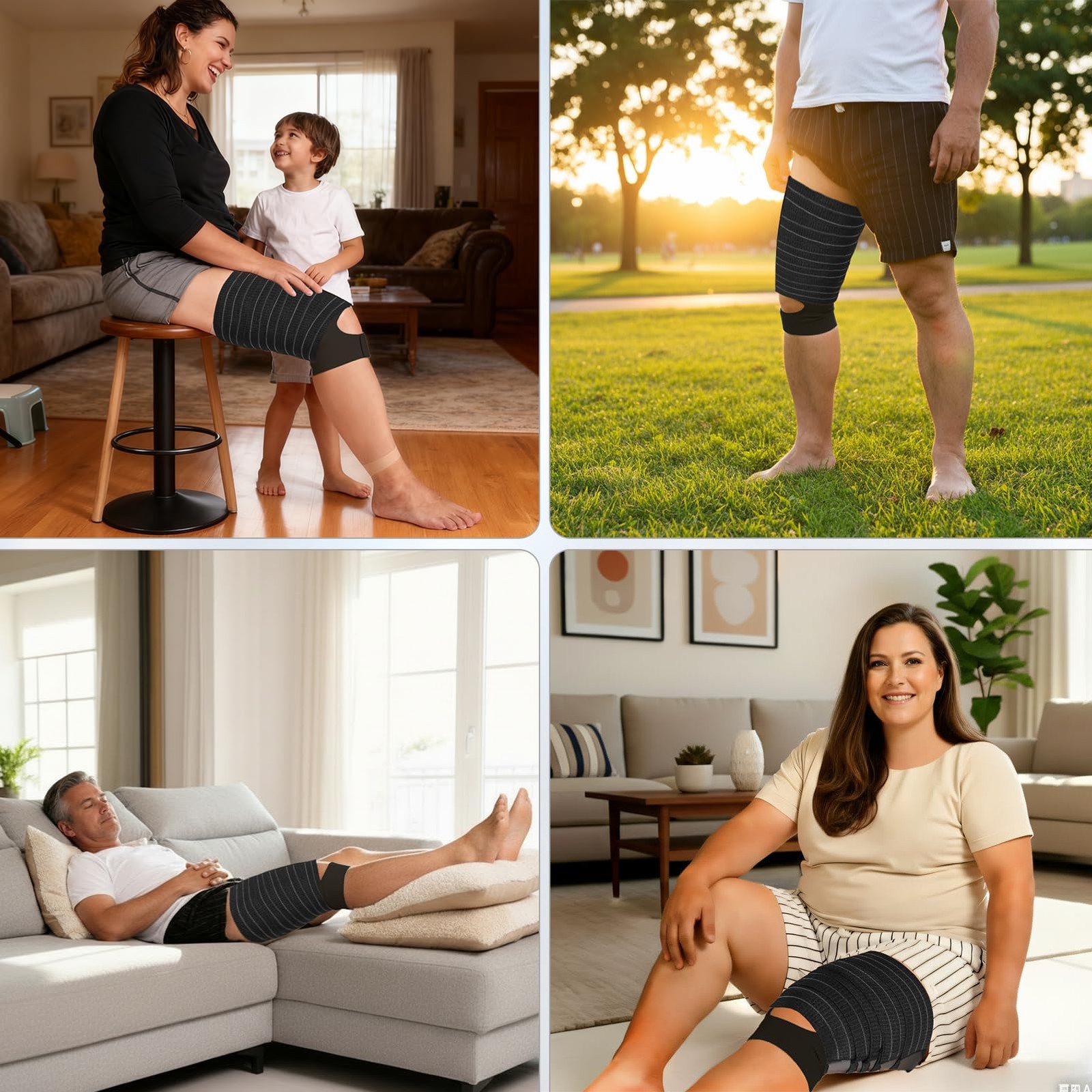 Femovaz 1PC Thigh Compression Wrap + Knee Kit | XX-Large, Black