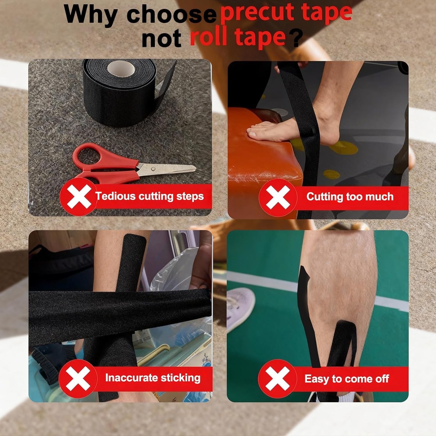 Precut Kinesiology Tape for Knees, 10 Pcs – Knee Support & Stability, Knee Pa…