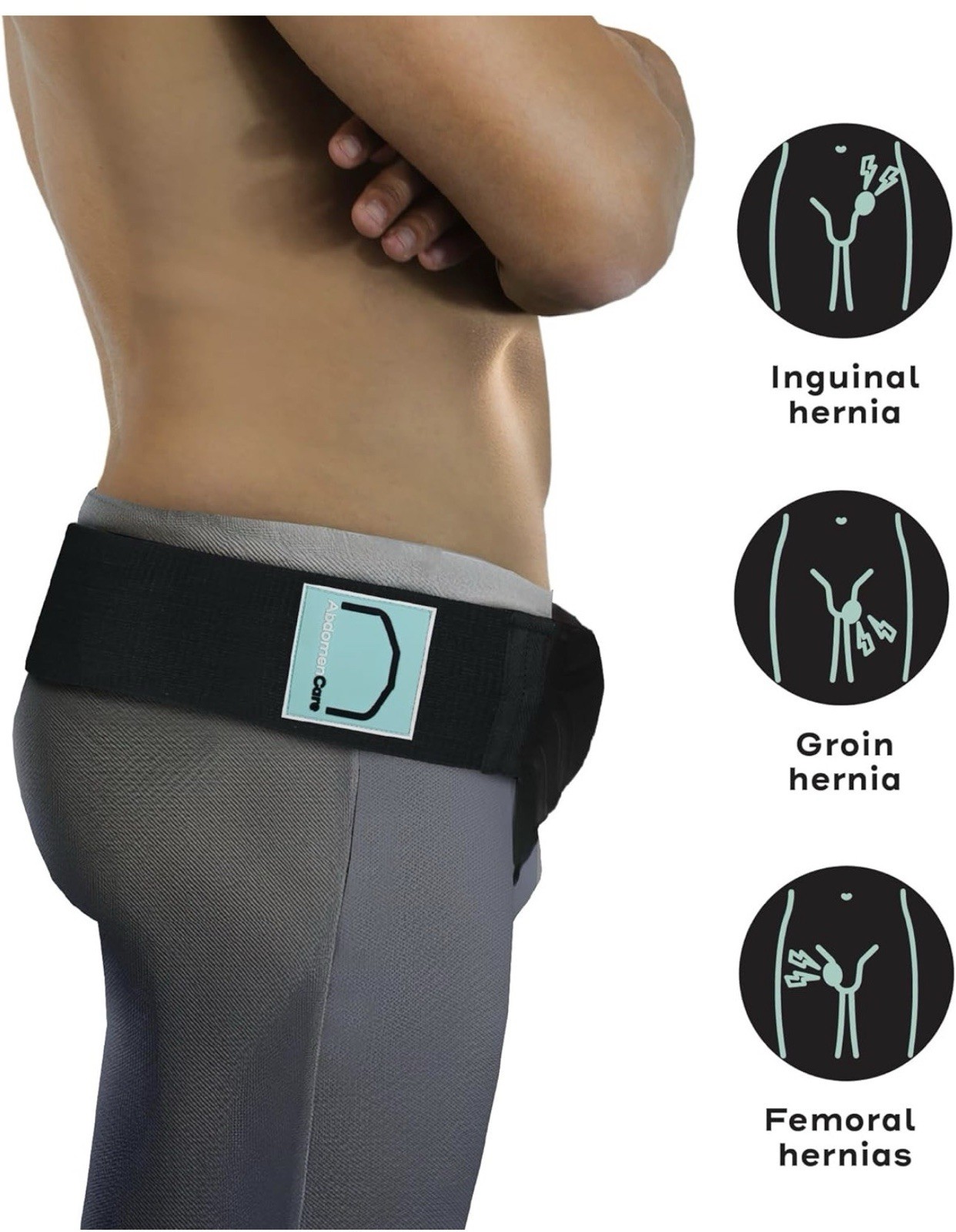 AbdomenCare Inguinal Hernia Belt w/ Compression Pads–Adjustable–L/XL