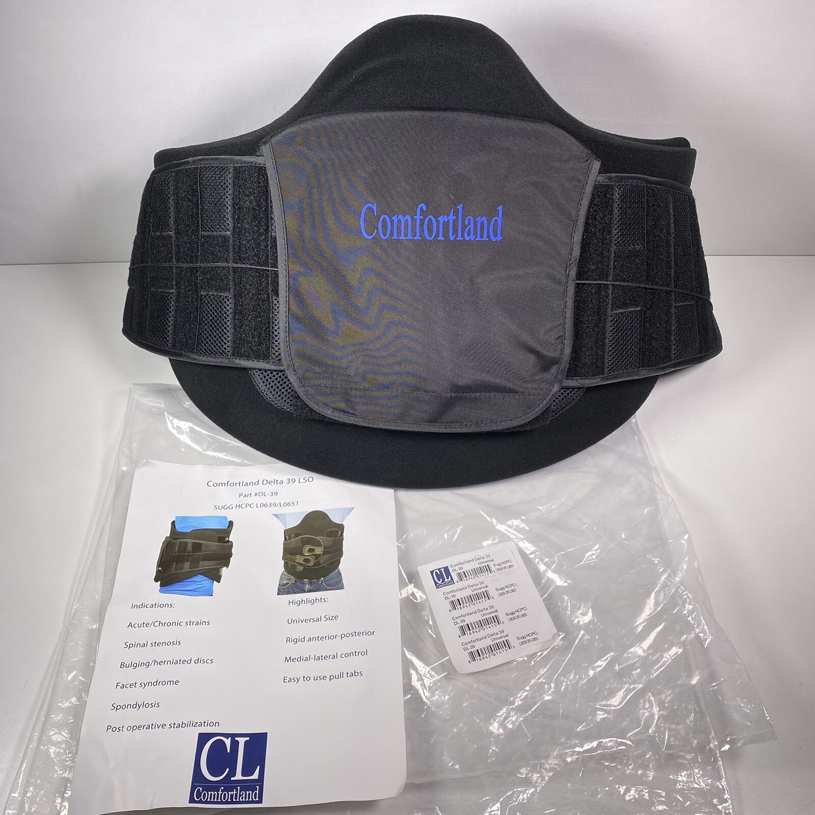 Comfortland Delta 39 DL-39 LSO Back Brace Universal Waist New