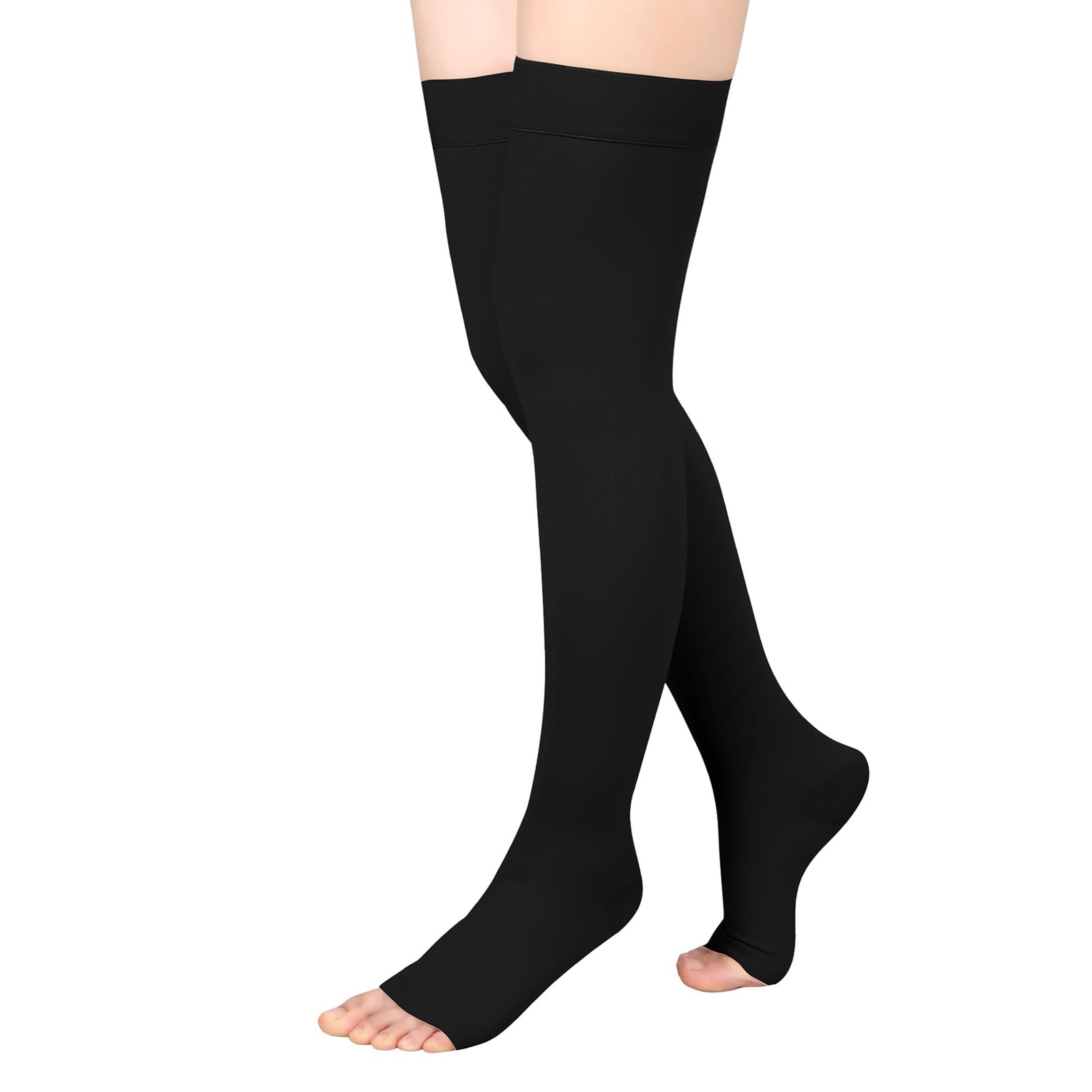 Thigh High Compression Stocking for Men & Women, 20-30mmHg, Toeless Compressi…