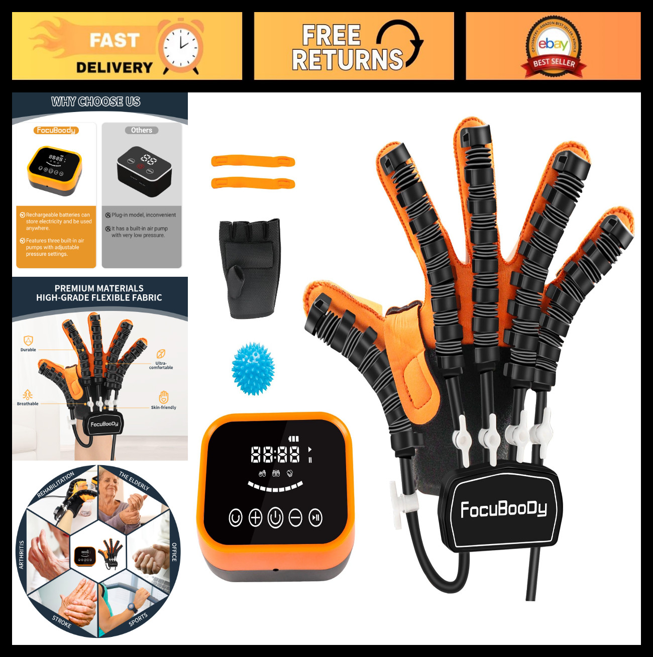 Rehabilitation Robot Gloves for Stroke Recovery, Hand Strength Training, USB Cha