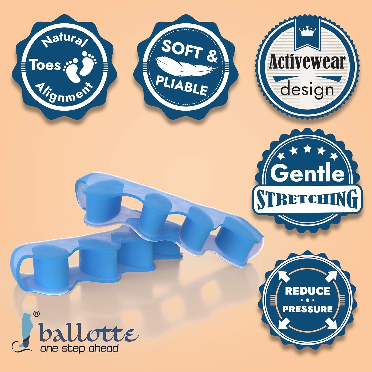Ballotte Premium Grade Toe Spacers/Toe Separators | Toe Spacers for Feet 6x PACK