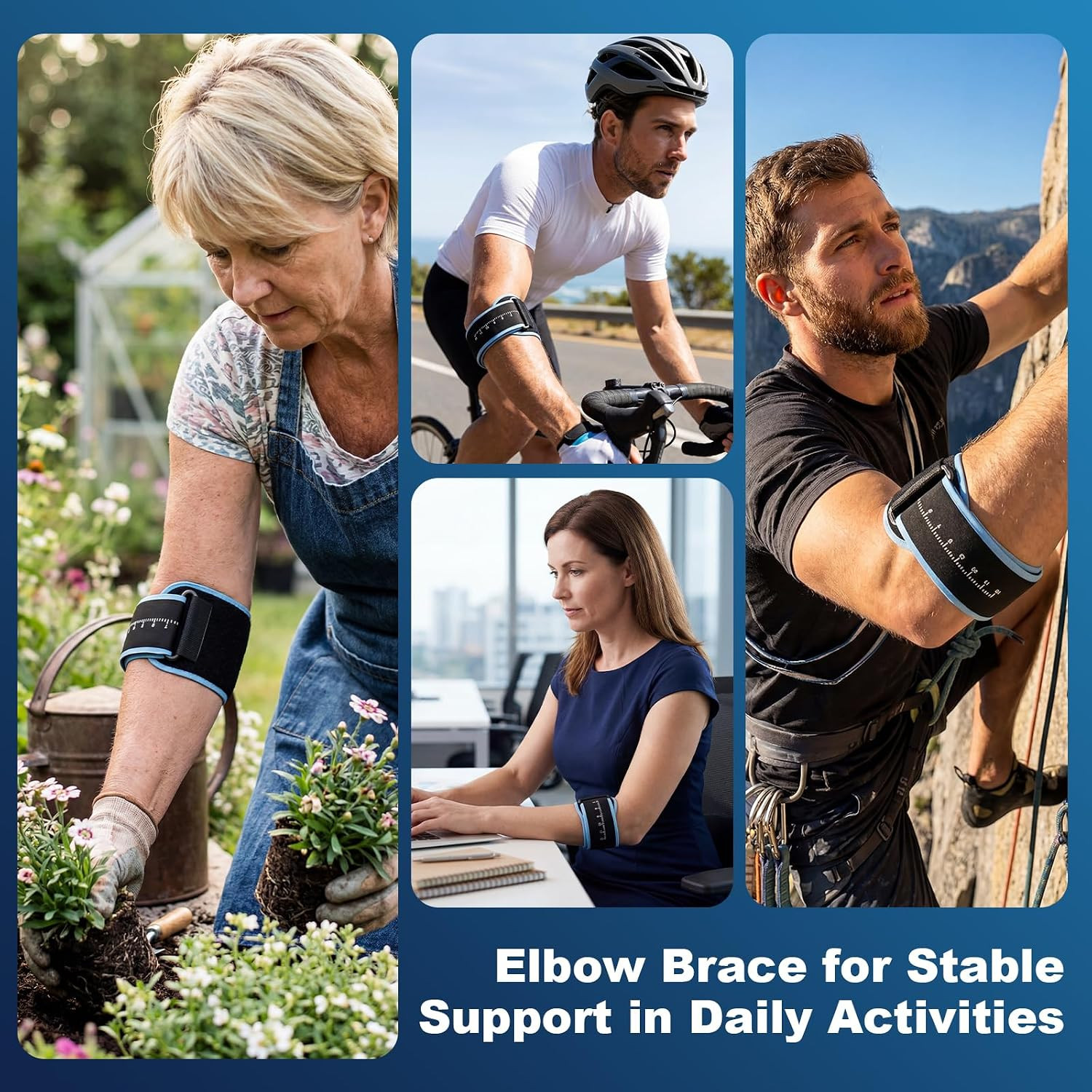 Elbow Brace Removable Pad, Compression Strap for Tennis Elbow & Tendonitis | Adj