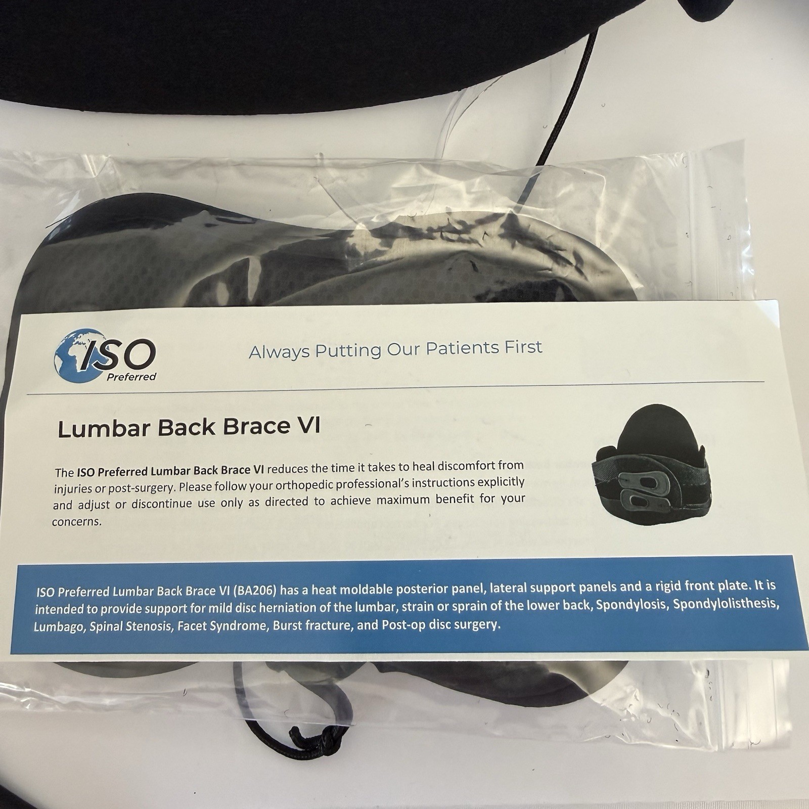 ISO Preferred – Lumbar Back Brace VI Small To 2XL (Universal) ISO-BA206