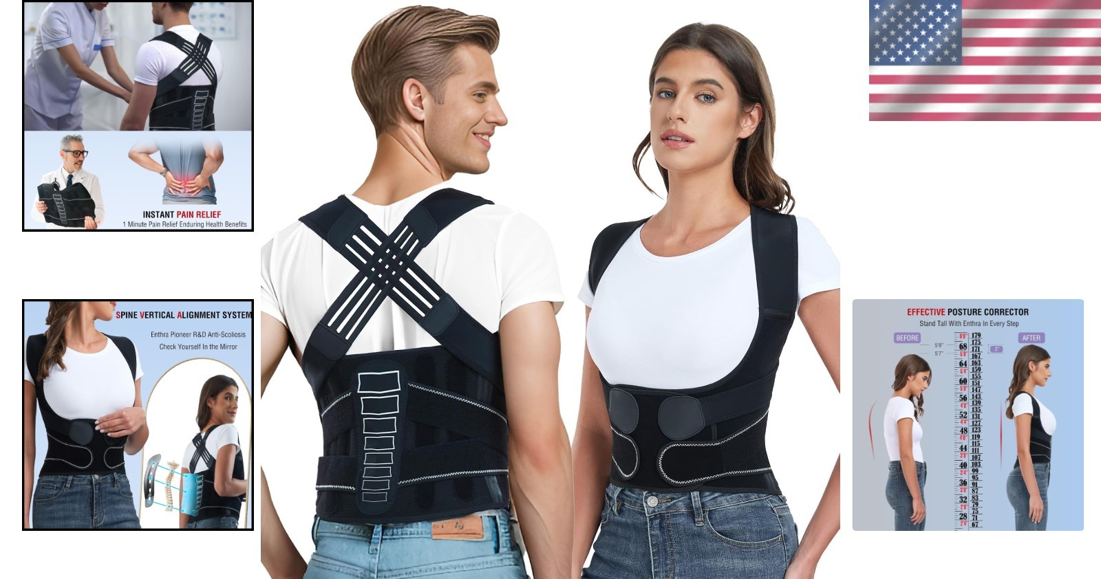 Back Brace XXL – Vertical Spine Alignment, Lower Back Pain Relief, Adult