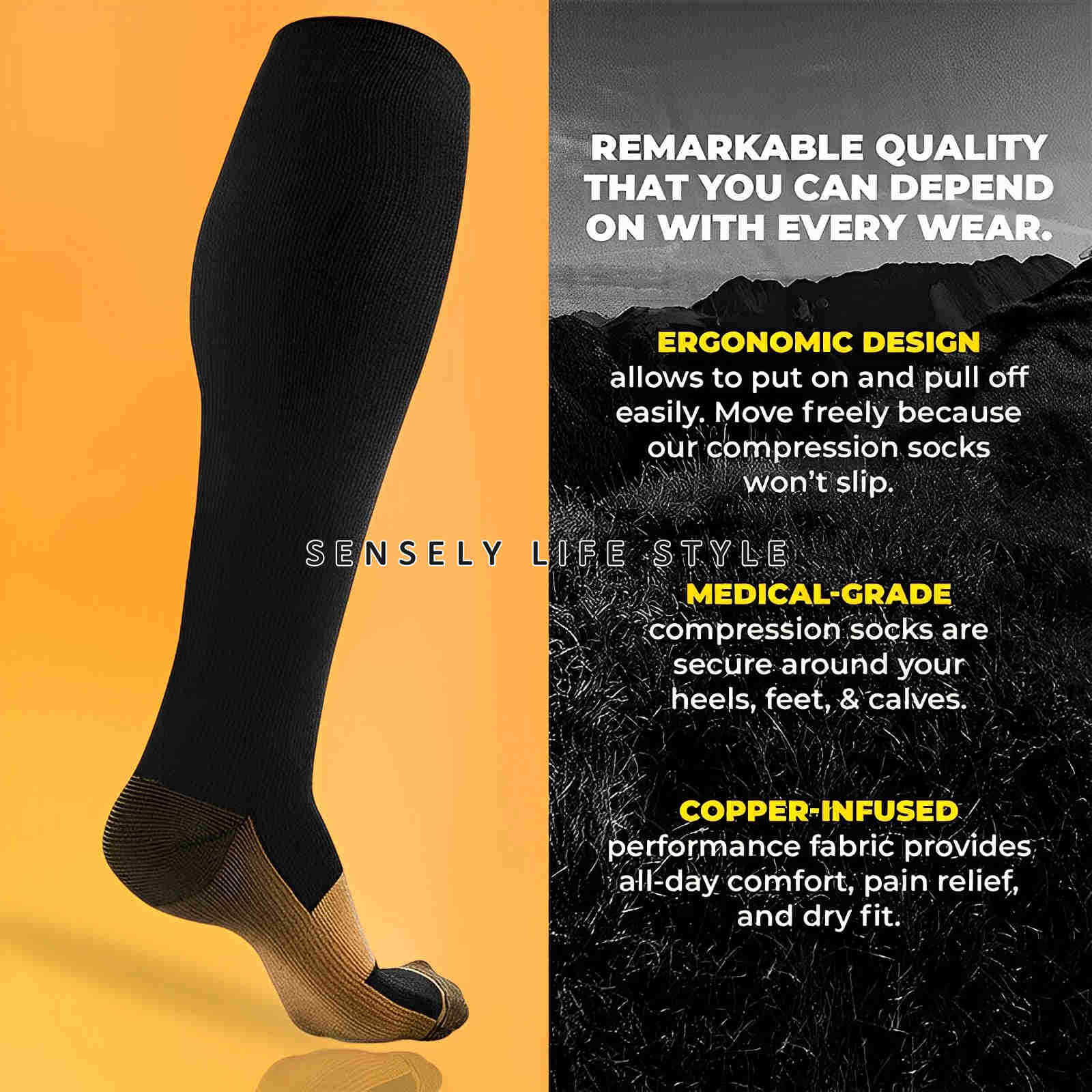 Medias De Compresion Pantorrilla Ancha Mujeres Hombres 15-20 mmHg Talla Grande