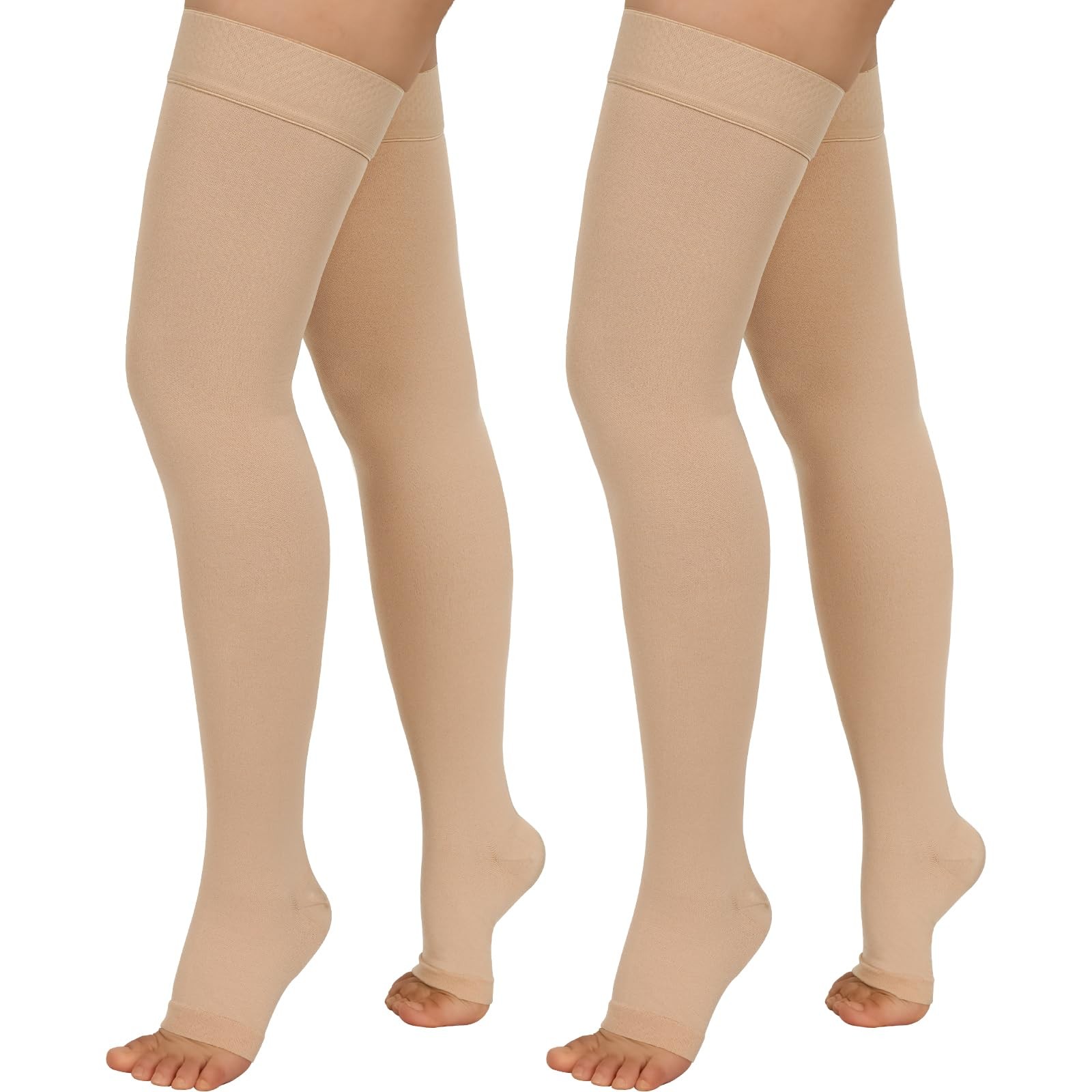 2 Pairs Compression Stockings for Women & Men, 20-30mmHg Thigh High Compressi…
