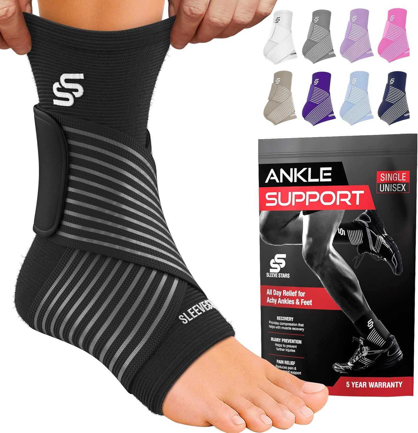 Sleeve Stars Ankle Brace for Women & Men, Ankle Wrap for Sprain, Compression Sle