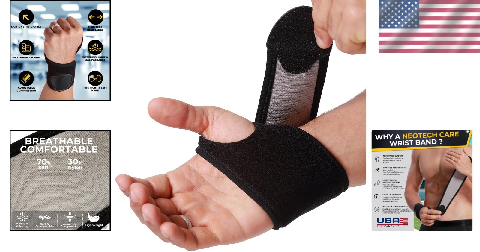 Eco-Friendly Adjustable Wrist Brace for Tendonitis & Arthritis Relief – Size M