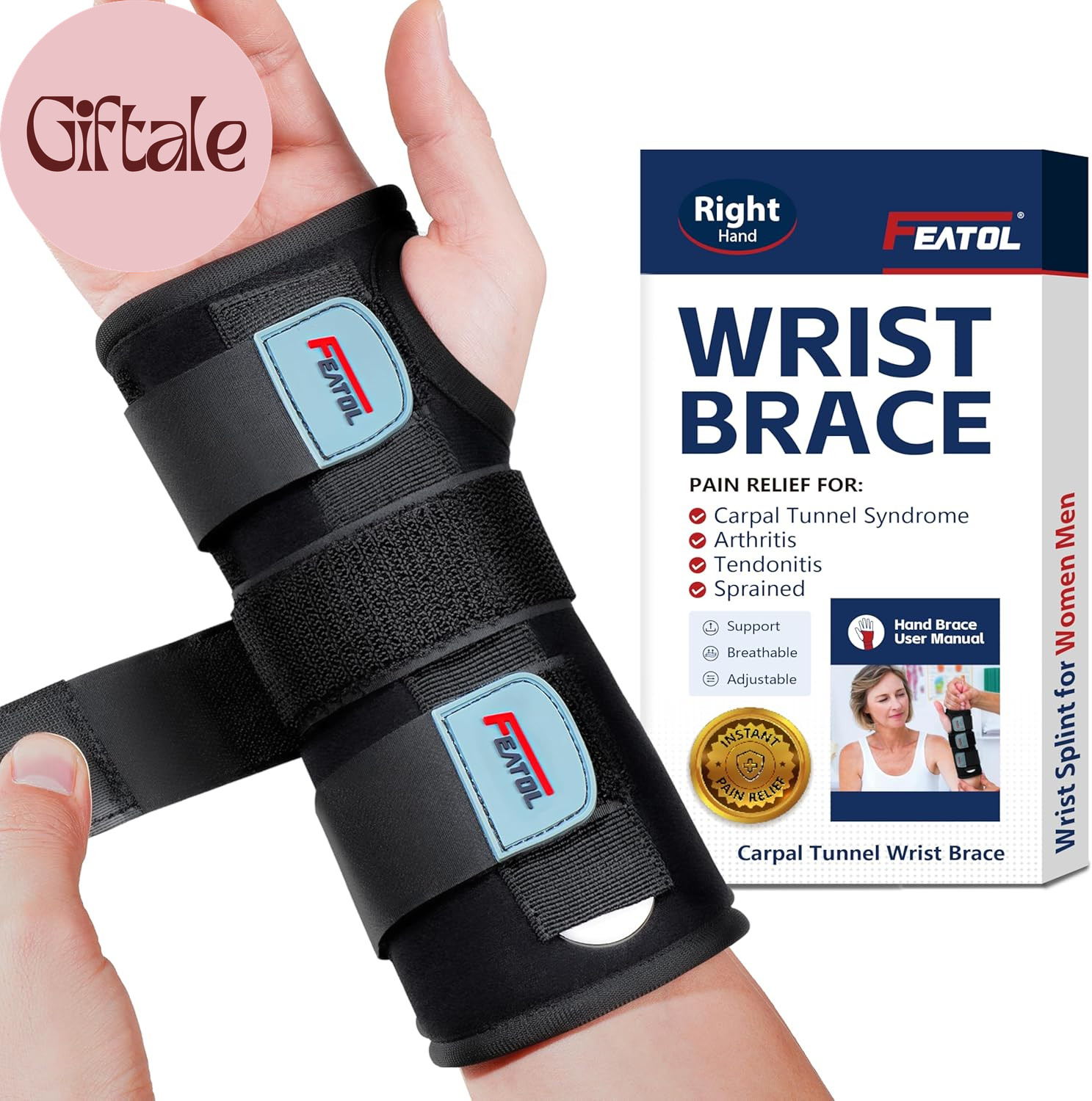 Wrist Brace Hand Brace, Carpal Tunnel Wrist Splint Night Support for Women Men,