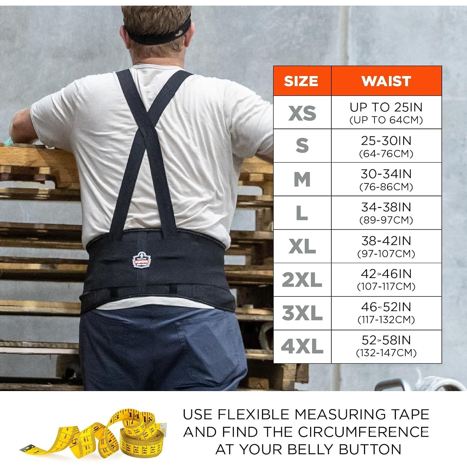 Elastic Back Support Belt for Adults Large Size with Adjustable Suspenders
