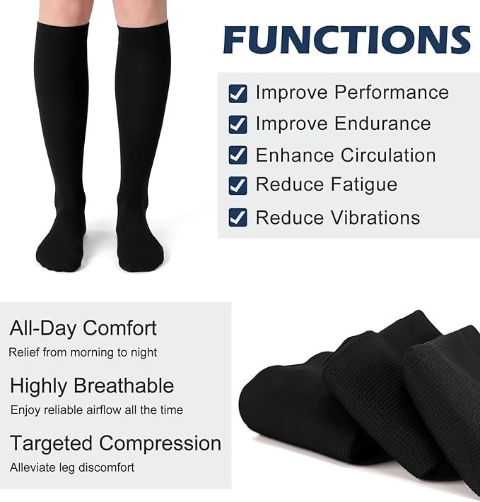 3Pairs Compression Socks Medical Support Stockings 20-30mmHg Men Women