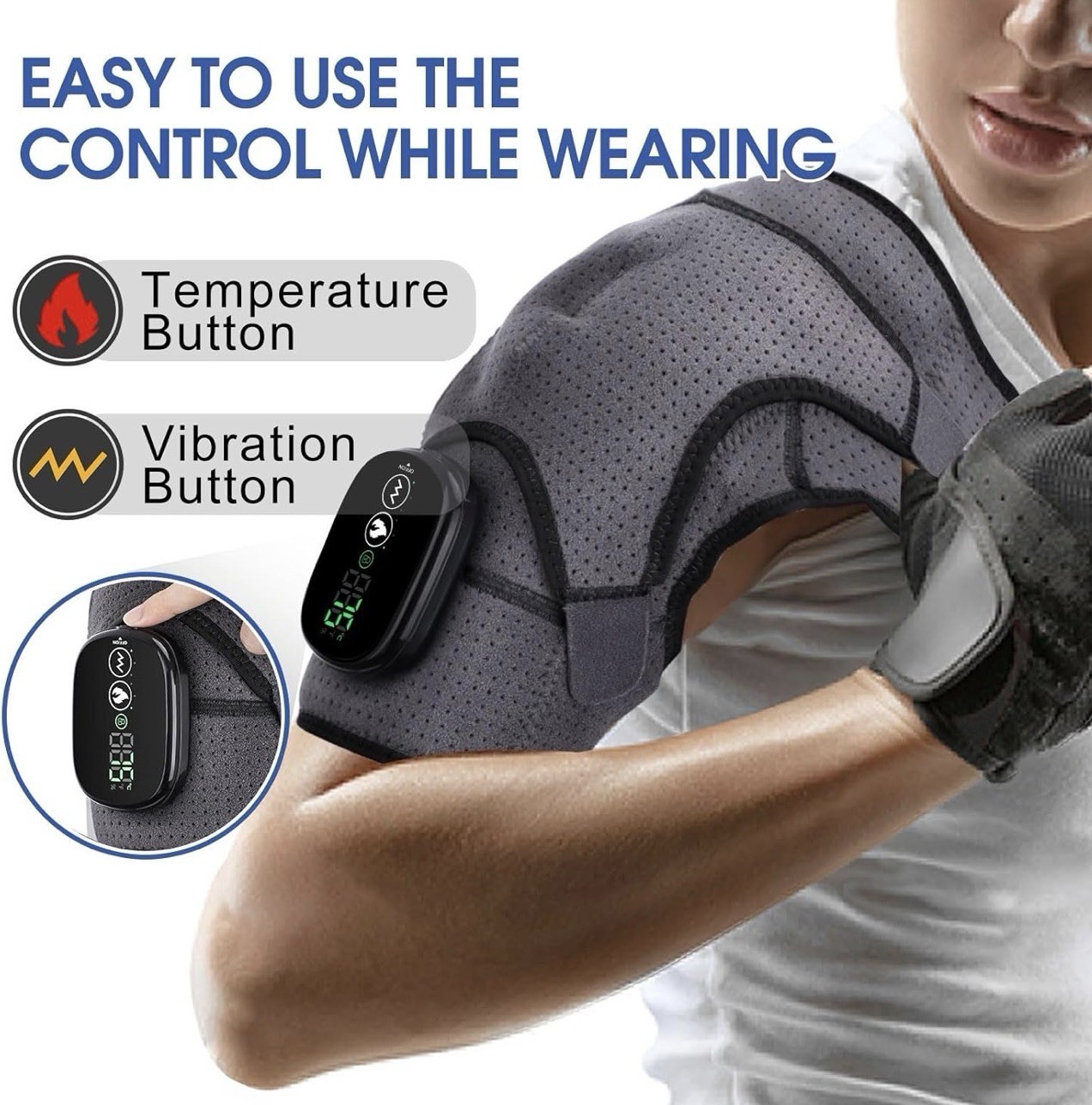 Cordless Shoulder Heating Pad, Heated Shoulder Wrap with Vibration. FSA Approved