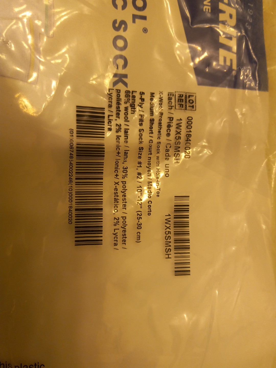 Knit-Rite X Wool Prosthetic Sock 1WX5SMSH MED SHORT Fits #1,2 10″-12″