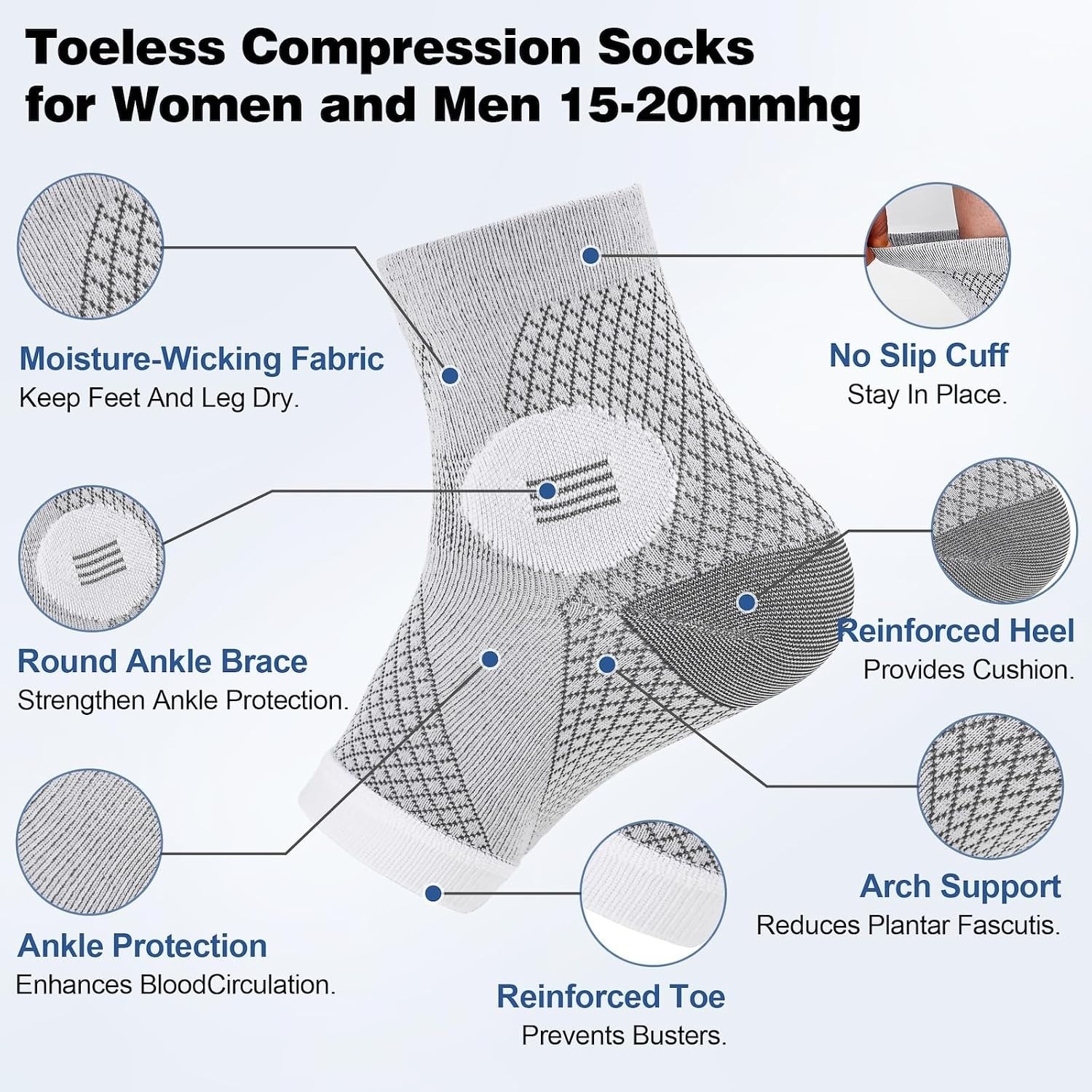 3 Pairs Neuropathy Socks for Women and Men, Toeless Compression Socks | Toele…