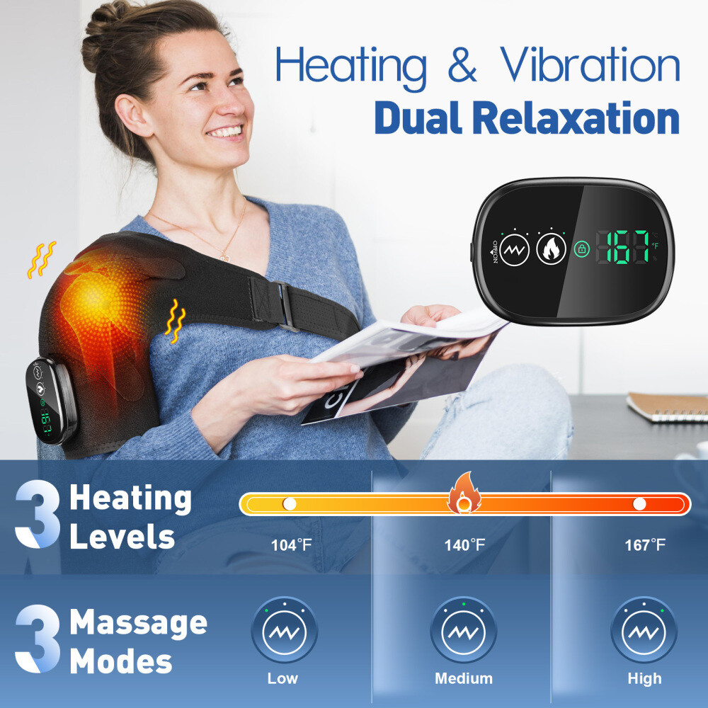 Electric Heated Shoulder Brace Massager Rotator Cuff Support Compression Wrap US