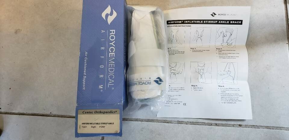 New Royce Medical Airform Inflatable Stirrup Ankle Brace Right 70201 adult