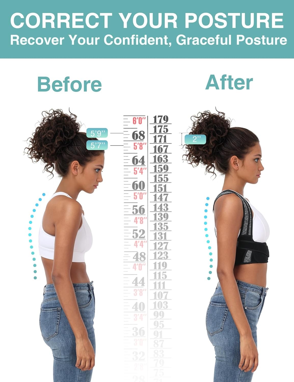 Posture Corrector for Women Men,BI-Straps Back Straightener – Bamboo Fiber Back