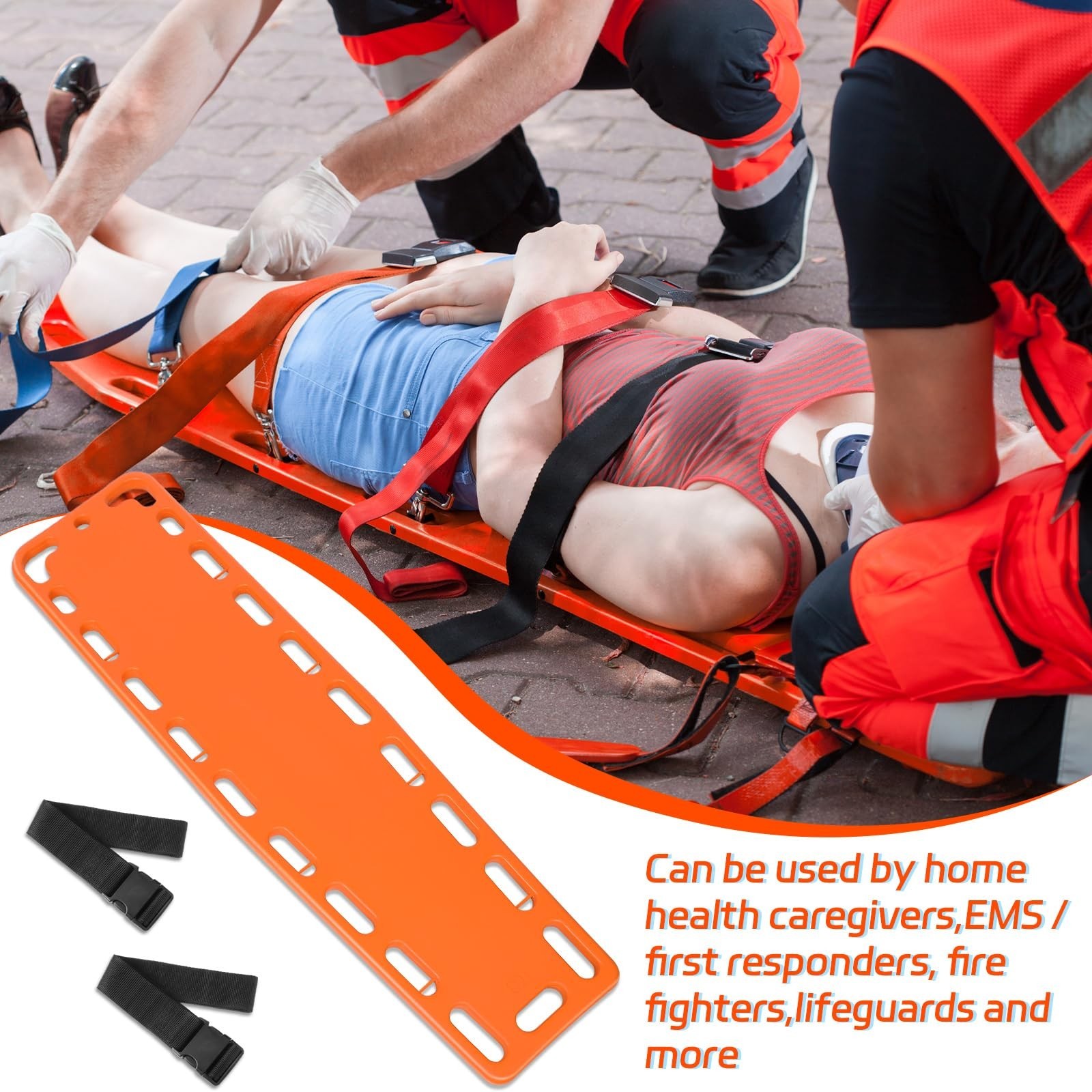 Jenaai 72.83 x 17.72 x 2.5 Inch Spine Board Stretcher with Backboard Straps, …