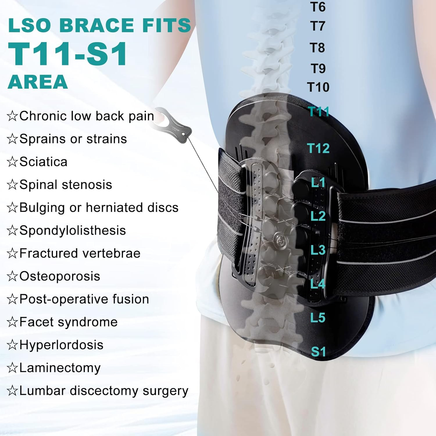 LSO Spine Decompression Support-Entire ARC Back Brace for Women & Men,3D PAD plu