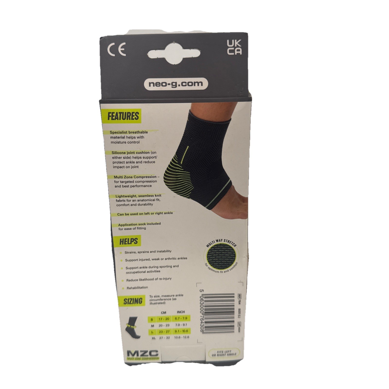 NEO G ACTIVE ANKLE SUPPORT LARGE 1CT