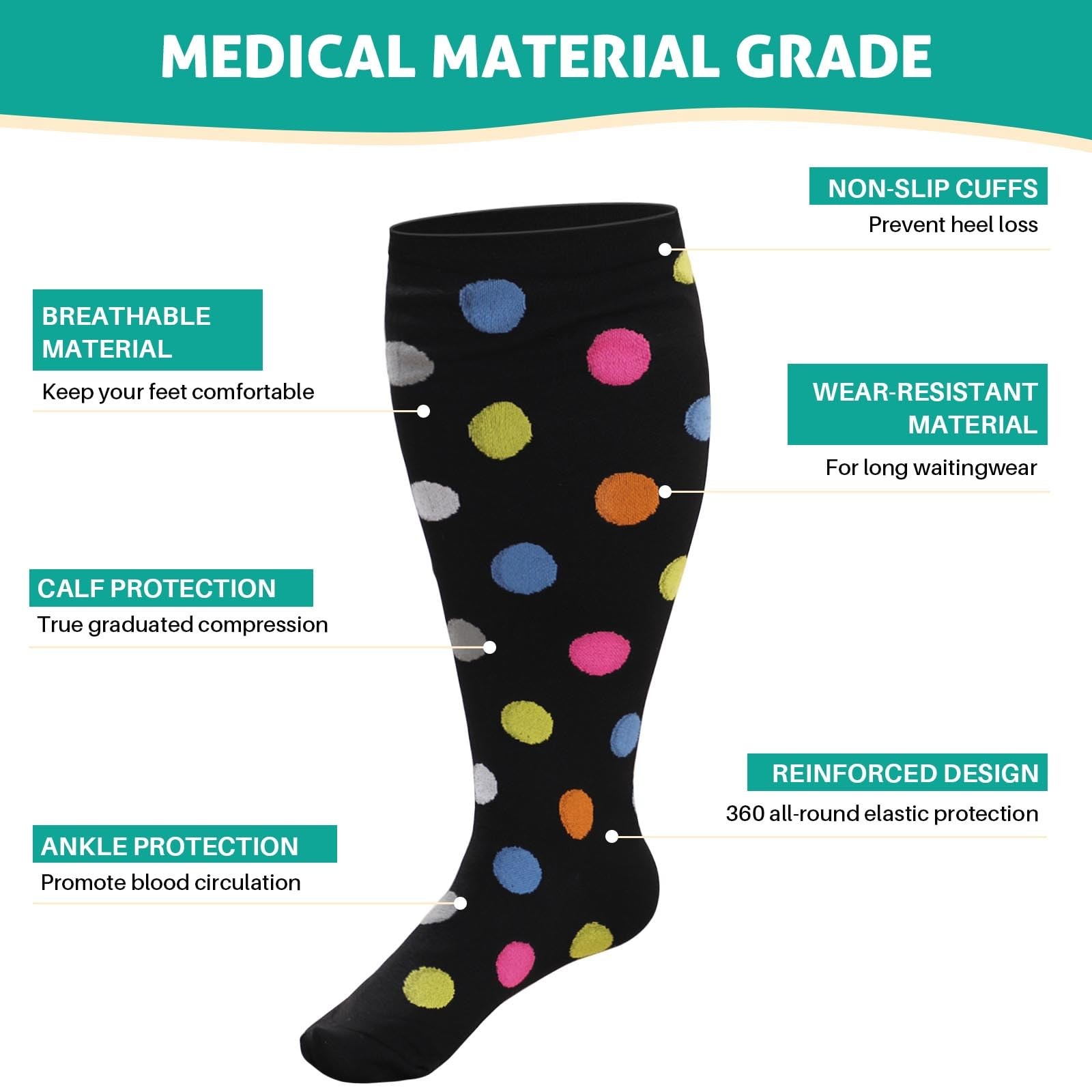 3 Pairs Plus Size Compression Socks: Wide calf Compression Stockings for Men …