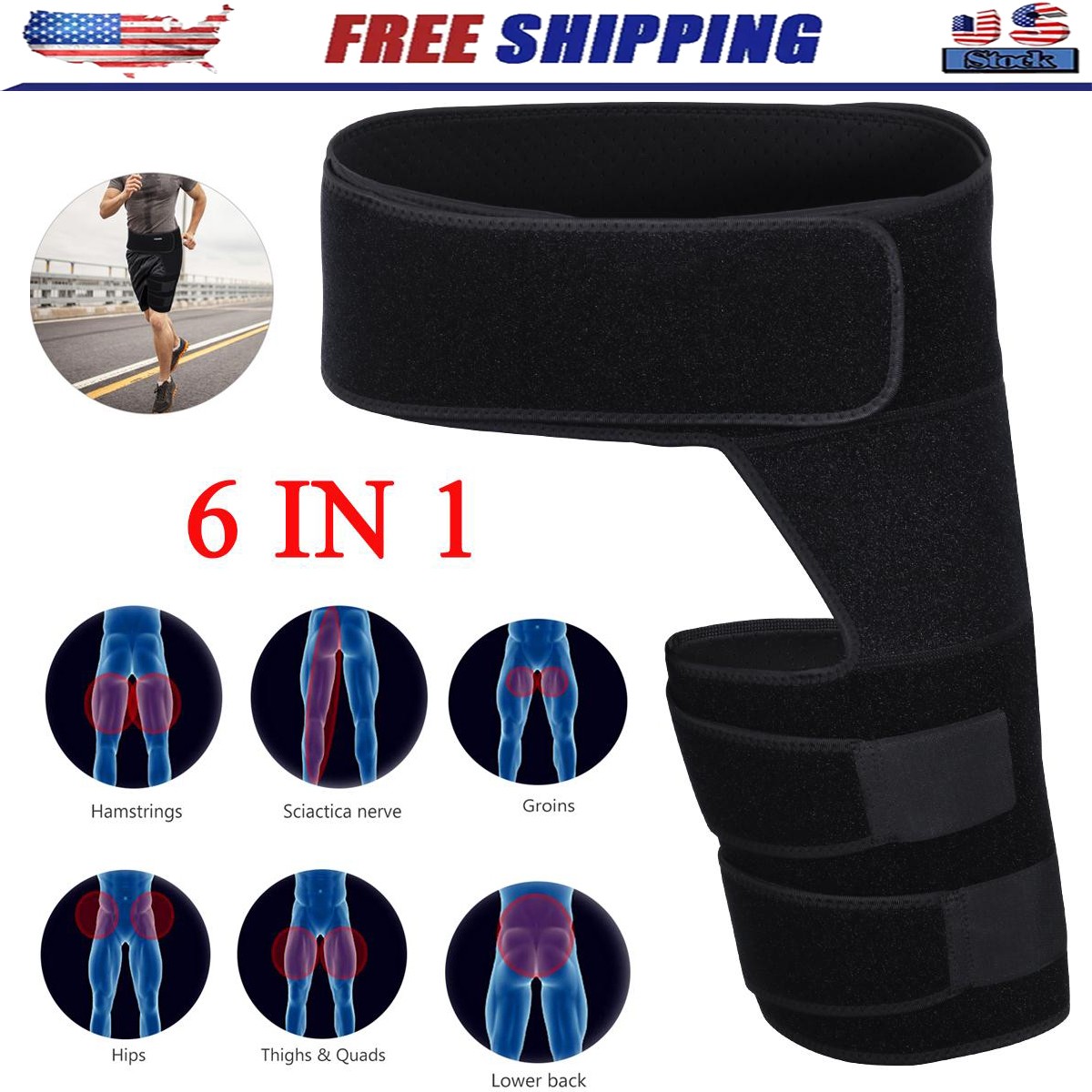1/2*Hip Brace for Sciatica Pain Relief,Compression Support Wrap for Thigh Injury