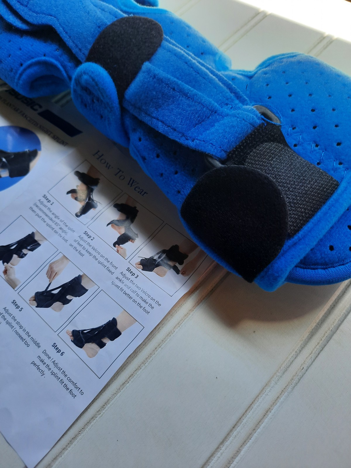 ANSUSIC Plantar Fasciitis Night Splint BLUE Unisex 3 Adjustable Straps NWOT