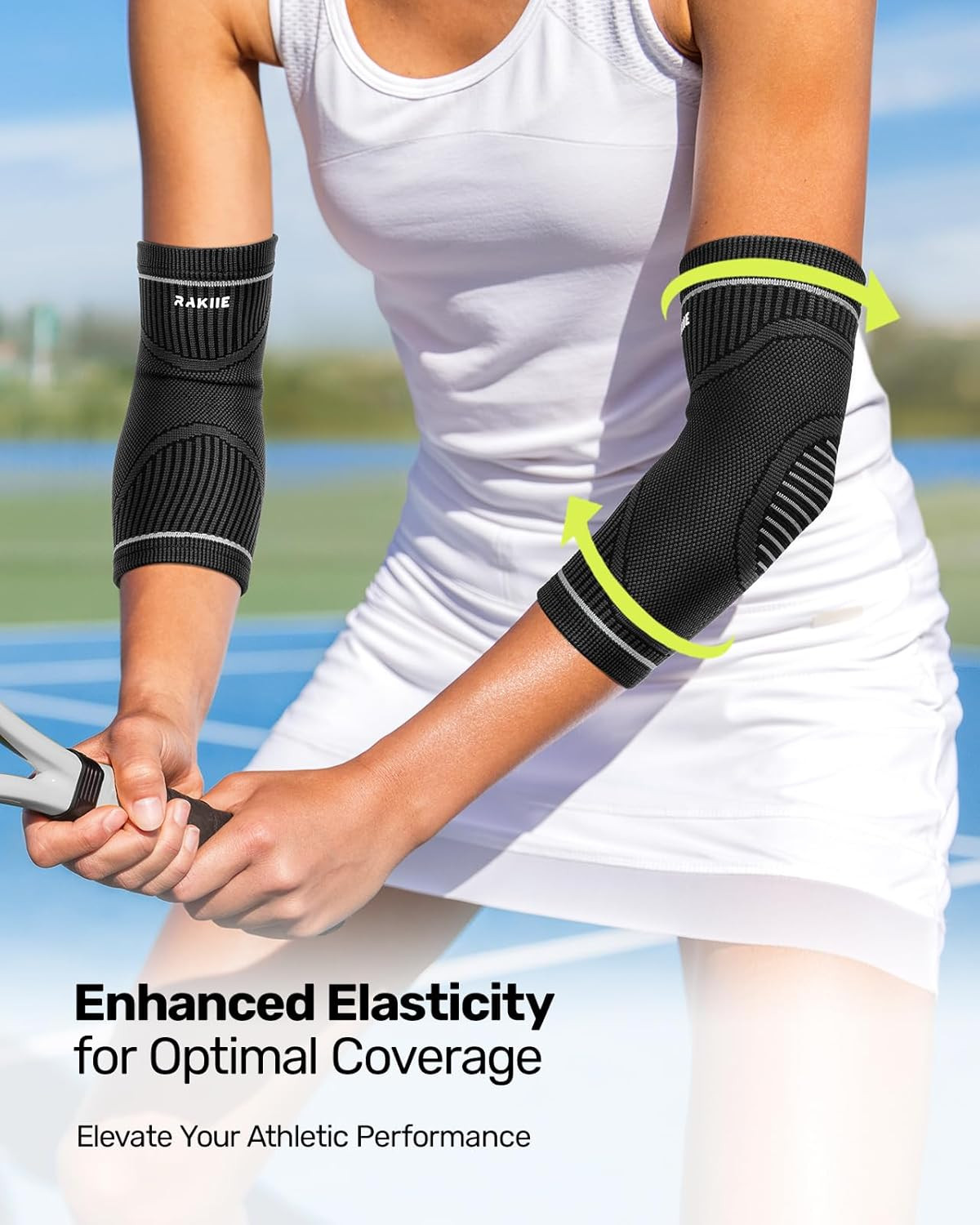 Elbow Compression Sleeve 2 Pack, High Elastic Elbow Brace for Tendonitis and Ten
