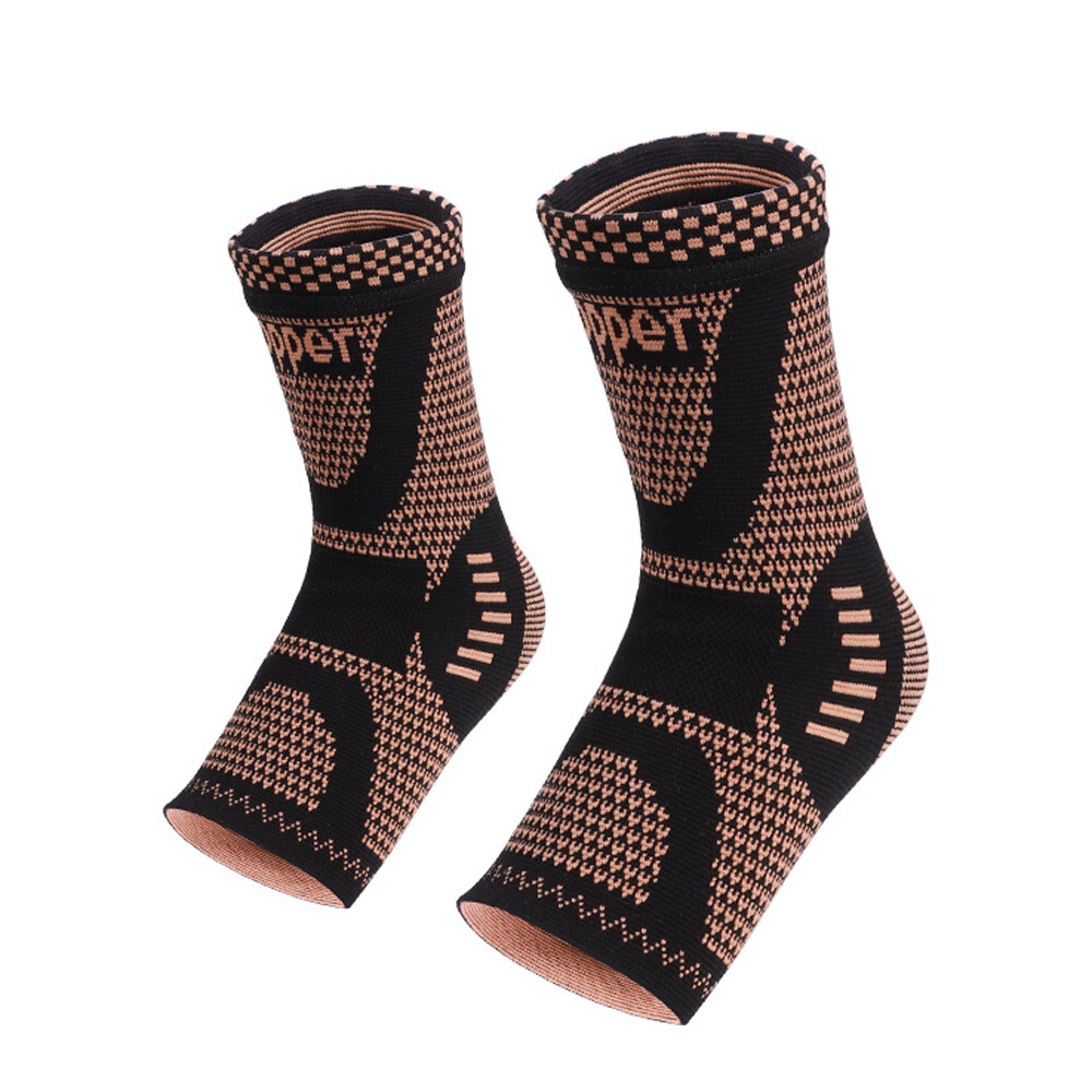 2PC Copper Ankle Support Brace Compression Socks Footless Foot Pain Relief Sport