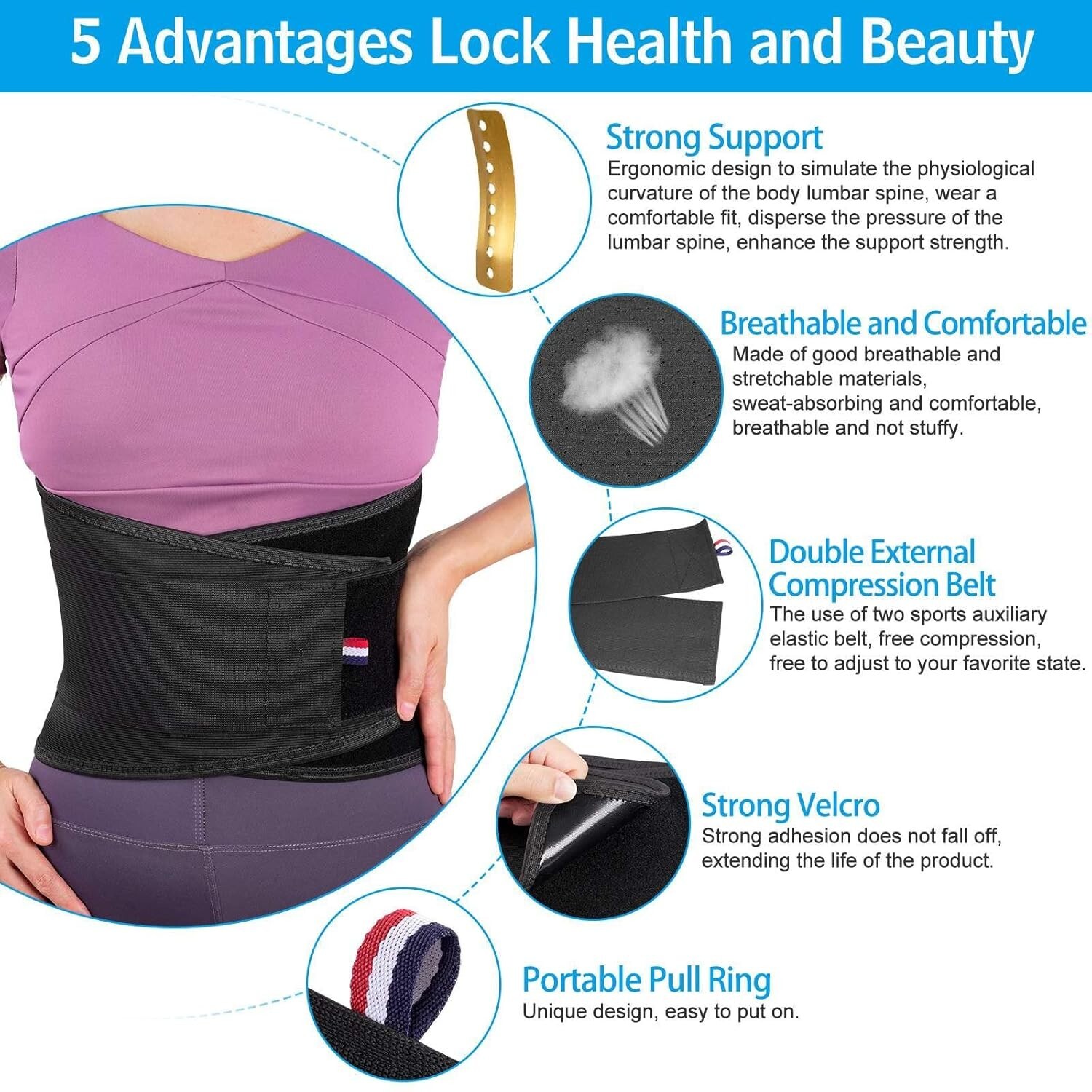 Bracepost back brace for lower back pain waist 26″ to 35″ Black ~Brand new~