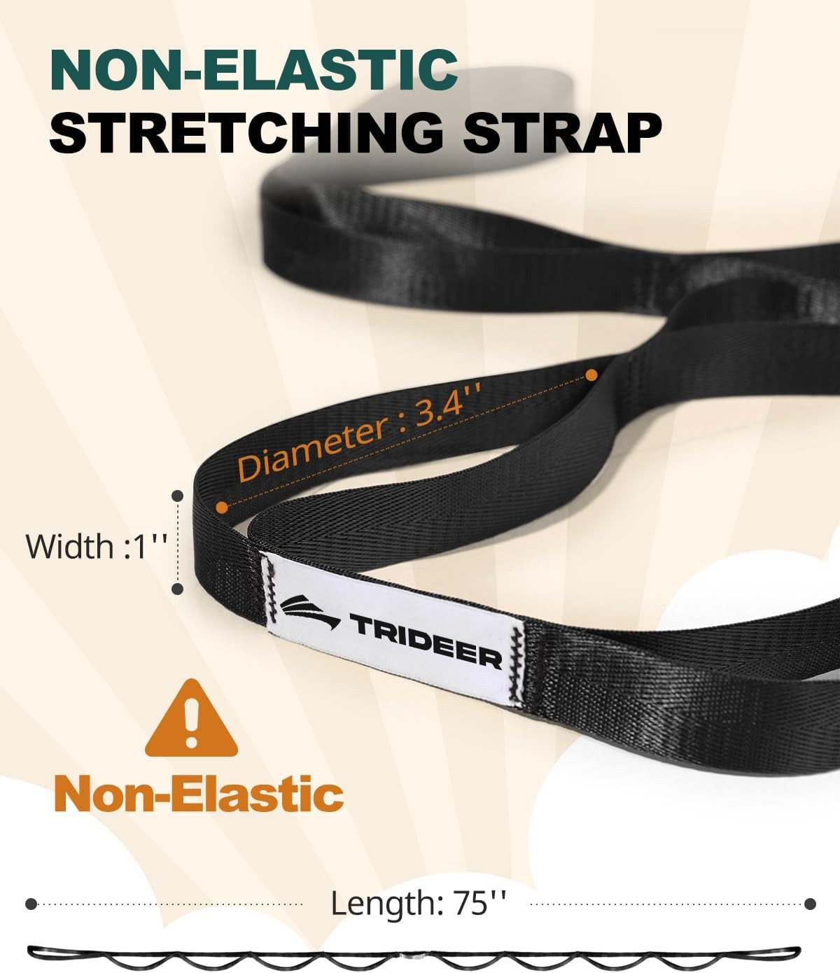 Stretch Strap with Loops for Physical Therapy Yoga Pilates Mobility Rehab