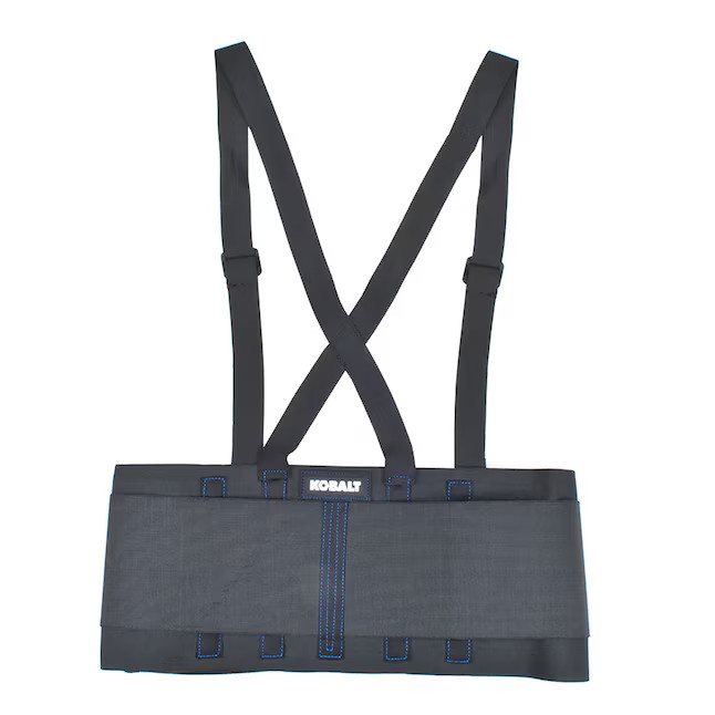 Kobalt Back Brace with Suspenders Black Polyester Adult Unisex Large/XL Support