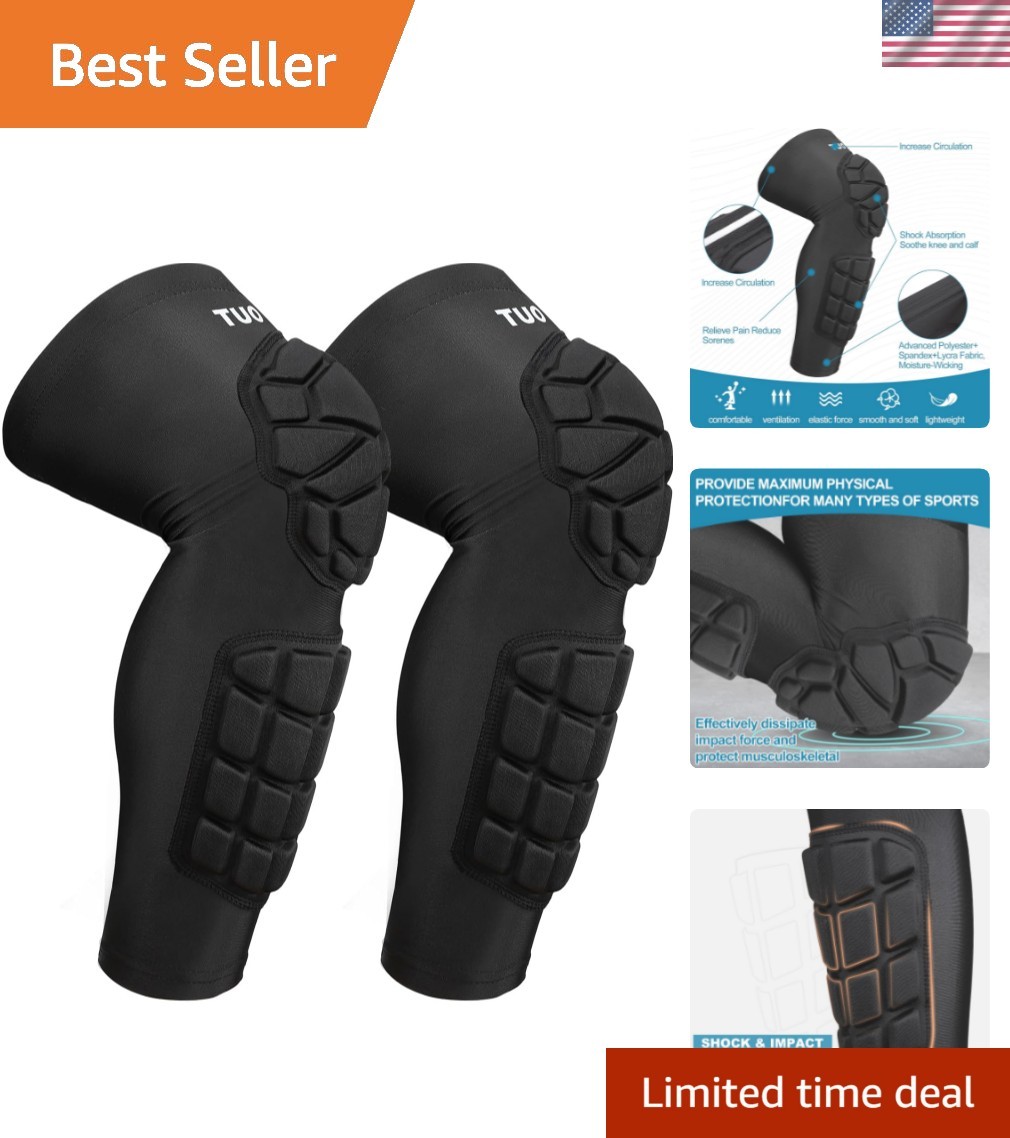 Padded Knee & Shin Guards Calf Pads Protector Compression Leg Sleeve Knee Bra…