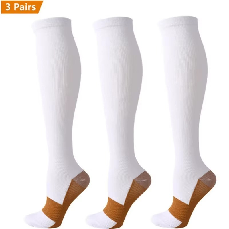 3 Pairs Compression Socks Pain Relief Calf Leg Foot Support Stocking Copper High