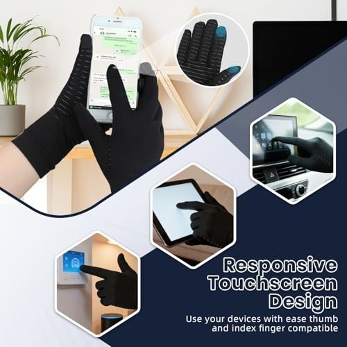 Copper Arthritis Gloves 2 Pairs Compression Hand Support for Pain Relief Carpal