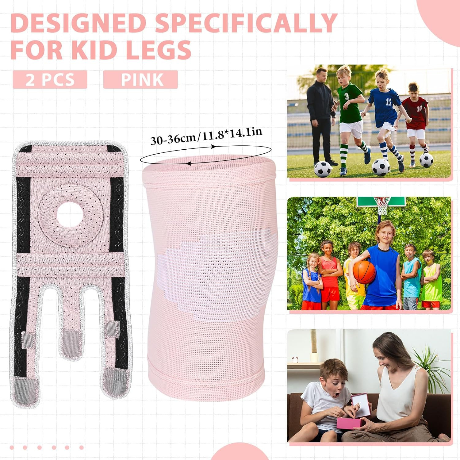 2pc Kids Knee Compression Sleeve Youth Joint Support Sports Guard Boys Girls Med