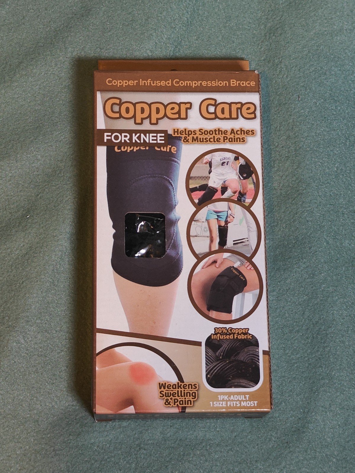 Copper Care for Knee Copper Infused Compression Brace New