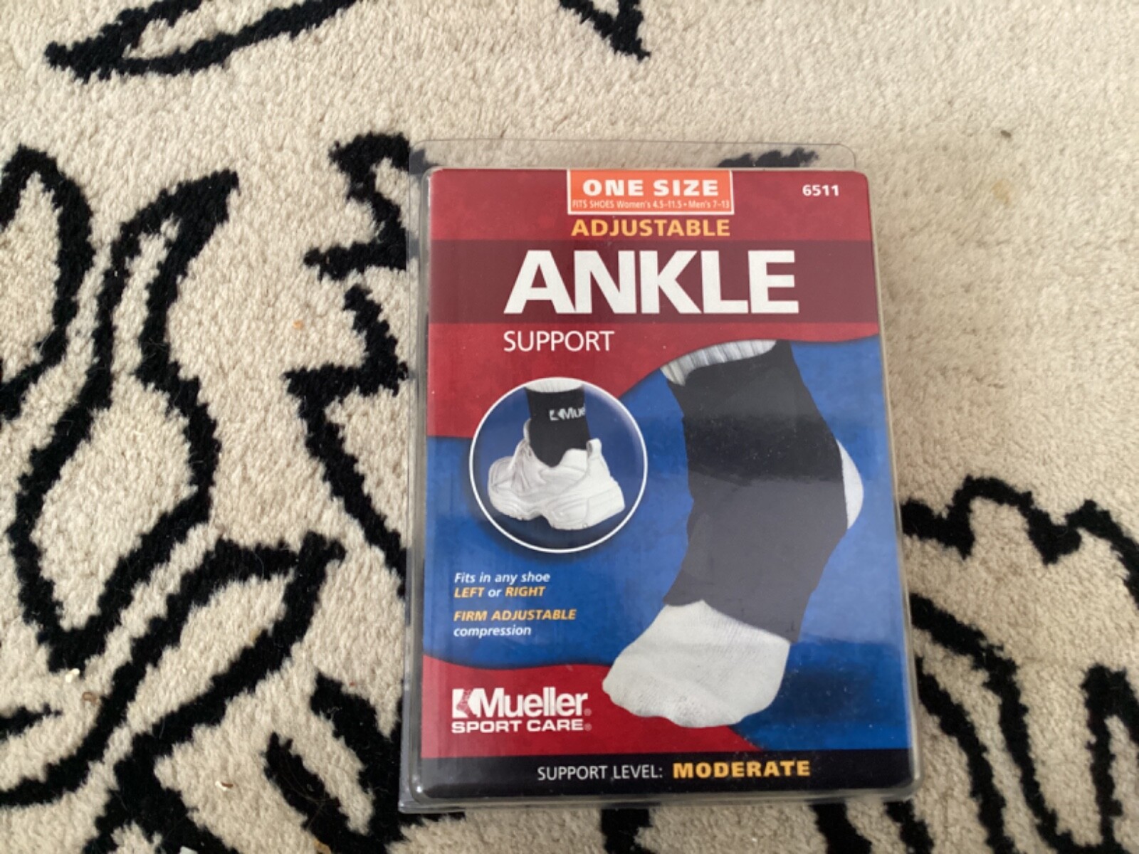 Mueller Adjustable Ankle Support, Black – One Size Fits Most 6511 Moderate