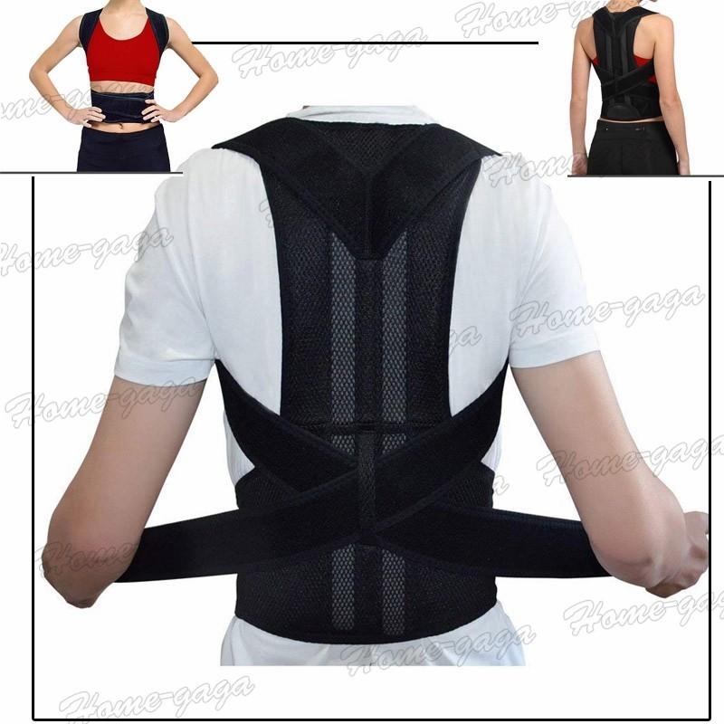 US Posture Corrector Brace Belt Lower Upper Back Pain Relief[Black (Full Back)]