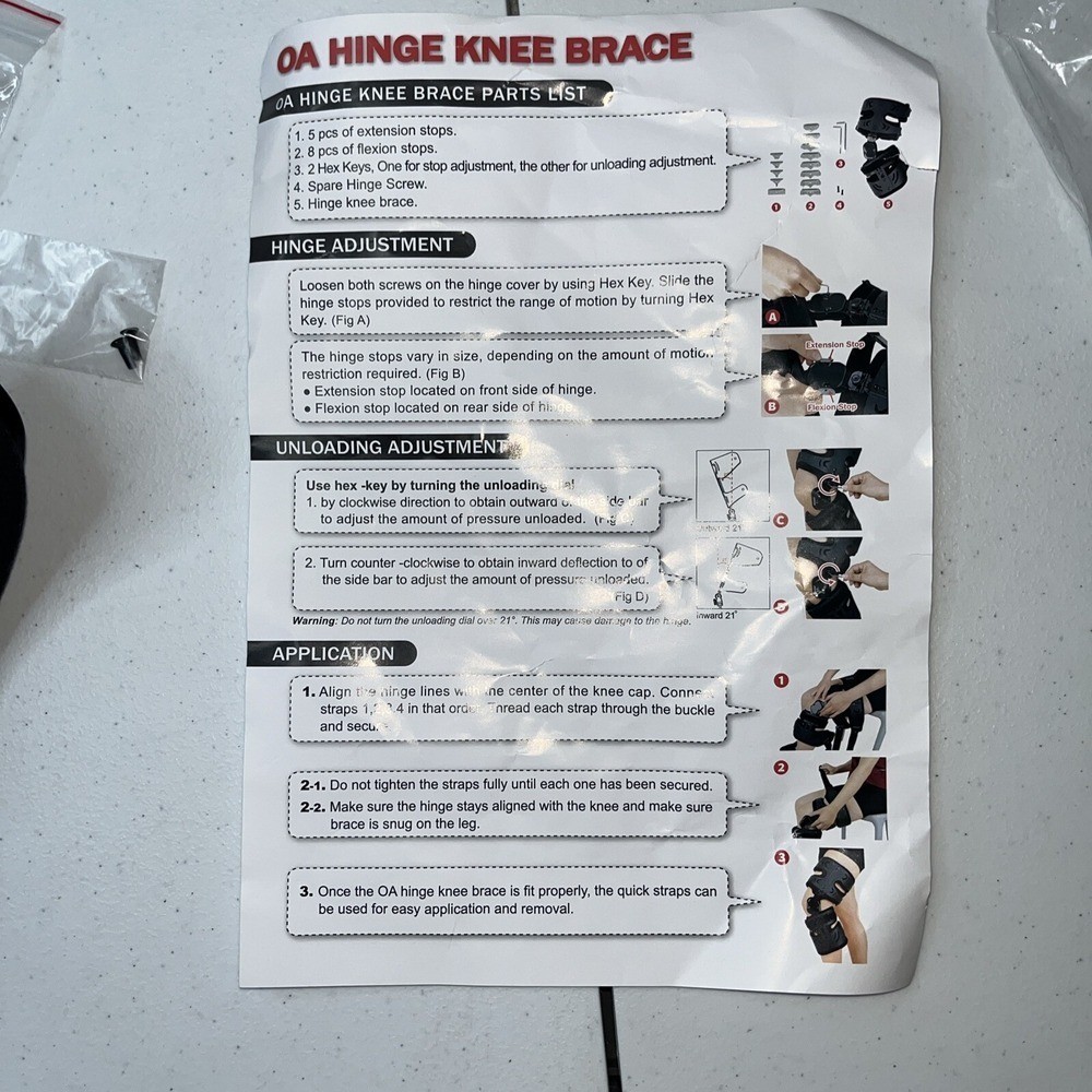OA Hinge Knee Brace One Size Fits All Pain Buster PB-001 – RIGHT New