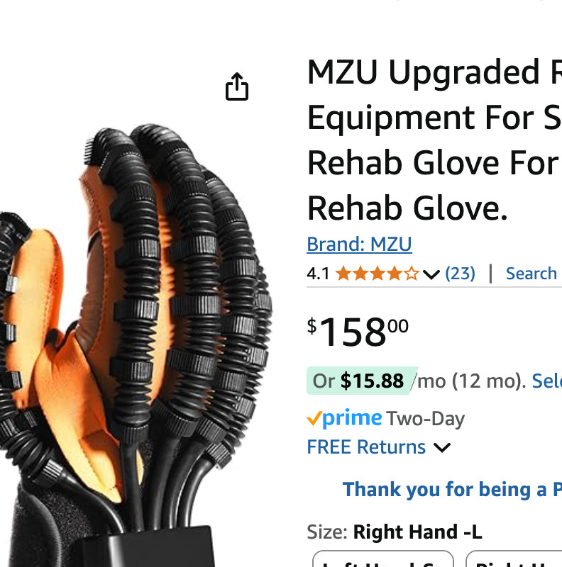 Upgraded Hand Function Rehabilitation Robot Gloves for Stroke (Left Hand Sz S)